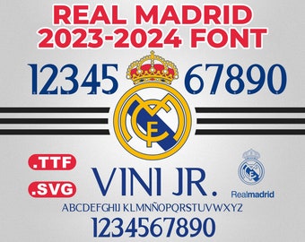 Font Vector Jersey Madrid 2023/2024 Champion Font SVG, TTF / Cutting Kit, Vector File / Football Soccer Shirt. Instant Download