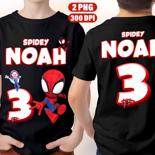 T-shirt compleanno personalizzata Spidey Design digitale, camicia compleanno digitale Spiderman 300DPI