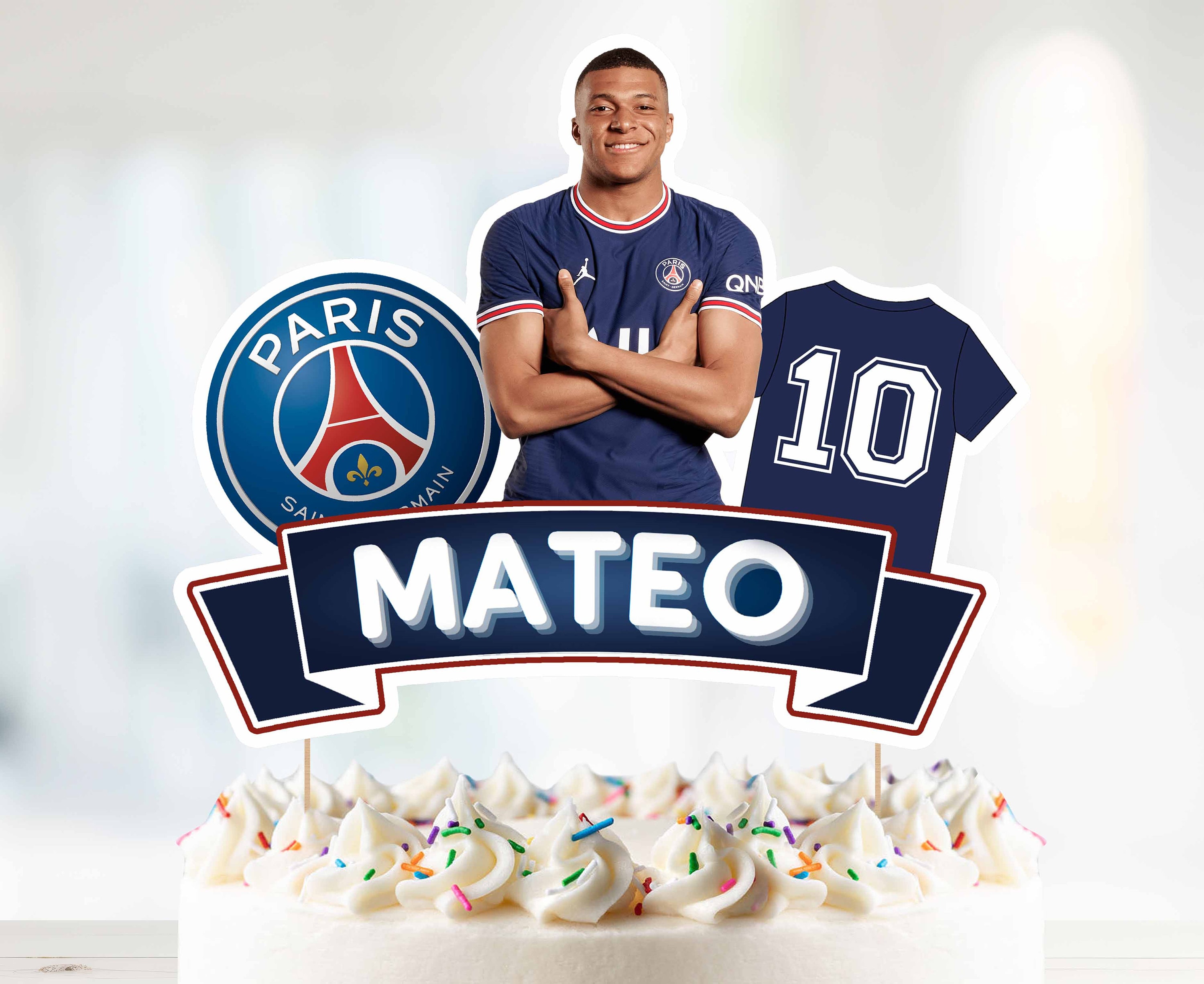 Mbappe PSG Cake Topper | Canva Template | Soccer