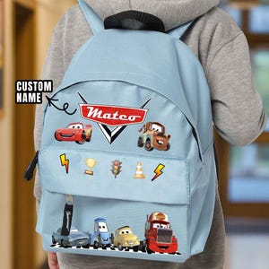 Cars Personalized School Backpack with Name – Kids Cars Backpack – Cars Back to School Gift