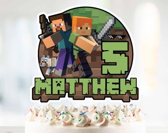 Minecraft Cake Topper | Canva Template |