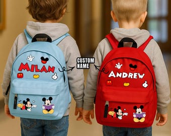 Mickey kindergarten Personalized School Backpack with Name – Kids Mickey Kindergarten Backpack – Mickey Back to School Gift