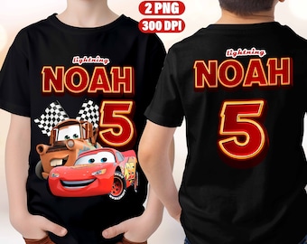 Cars Lightning McQueen Mater Personalized Birthday T-Shirt Digital Design, Digital Birthday Shirt 300DPI