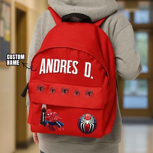 Personalized School Backpack with Name – Kids Spiderman Backpack – Spiderman Back to School Gift