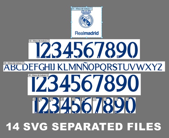 Font Vector Jersey Real Madrid 2023/2024 Font SVG, AI, Eps, Pdf, TTF /  Cutting Kit, Vector File / Football Soccer Shirt. -  España