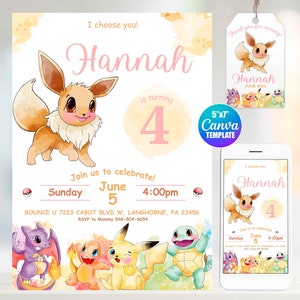 Eevee Pokémon Card Birthday Invitation Amazing Price 6.00$