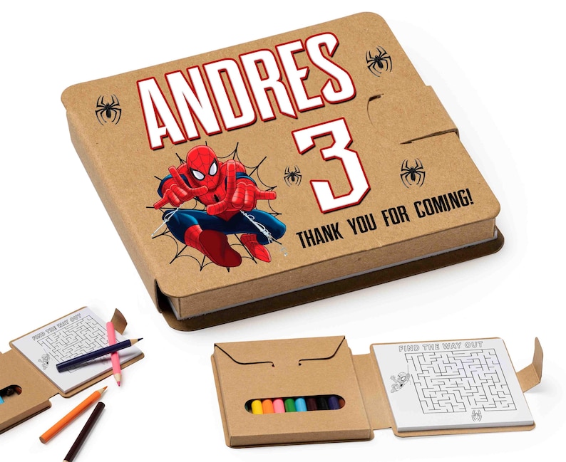 Spiderman Coloring Set | Spider Birthday Party Favor | Custom Art Kit ...