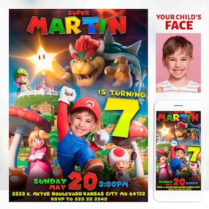 Super Mario Birthday Photo Invitation, Custom Photo, Digital File