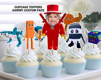 Sammy Steal a Brainrot Pack of Cupcake Toppers Photographic Paper, Sammy custom face cupcake topper