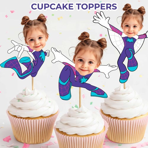Paquete de 24 adornos para cupcakes de araña fantasma, papel fotográfico o adornos digitales de araña fantasma
