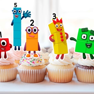 Numberblocks Cupcake Toppers 5 PNG Files 300DPI