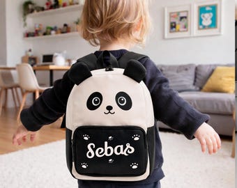 Panda Bear Animal Personalized School Backpack with Name – Kids Animals Kindergarten Backpack