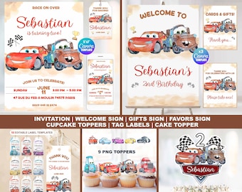Watercolor Cars Birthday Party Pack (Digital Download)