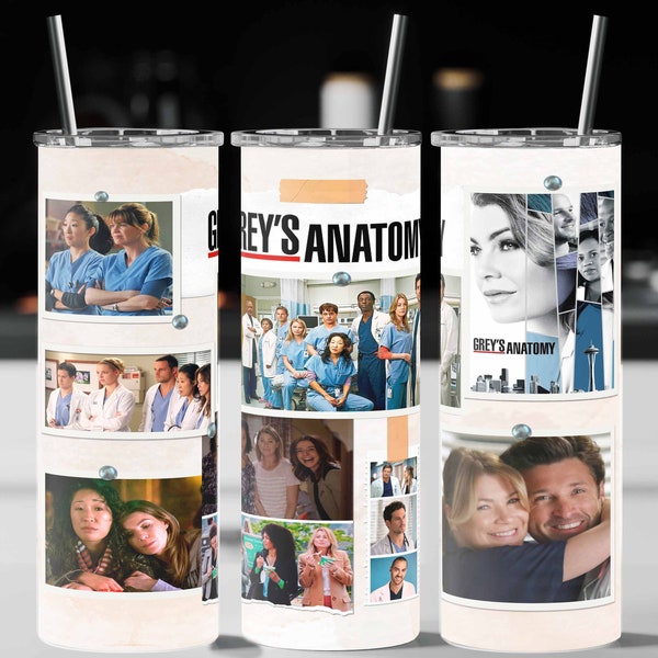 Grey's Anatomy 20oz Skinny Tumbler Sublimation Design Digital Download JPG 300dpi Instant Download