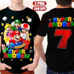 SUPER MARIO PNG Personalisierte Geburtstag T-Shirt Digitales Design, Digitales Geburtstags-Shirt 300DPI