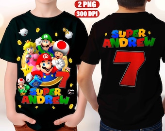 SUPER MARIO PNG Personalized Birthday T-Shirt Digital Design, Digital Birthday Shirt 300DPI