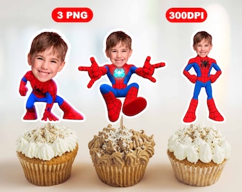 Spiderman Spidey Cupcake Topper, Custom Photo for Boy