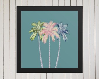 Pastel Palm Tree Print: Whimsical Tropical Wall Art