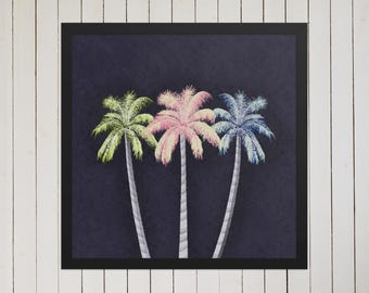 Pastel Palm Tree Print: Whimsical Tropical Wall Art
