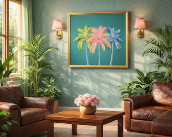 Tropical Palm Tree Art Print: Vibrant Coastal Wall Decor
