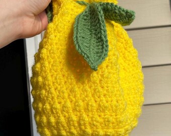 Lemon Crossbody Drawstring Crochet Bag Pattern PDF