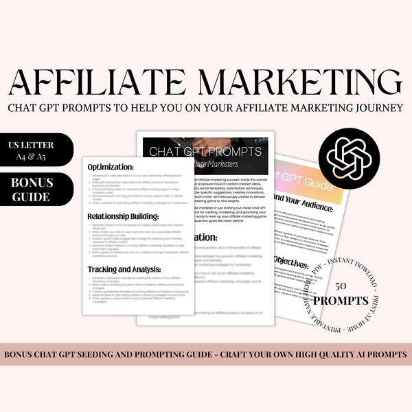 Affiliate Marketing ChatGPT Prompts | Amazon Affiliate Digital Top Sellers AI Prompts | Email Marketing Artificial Intelligence Chat GPT