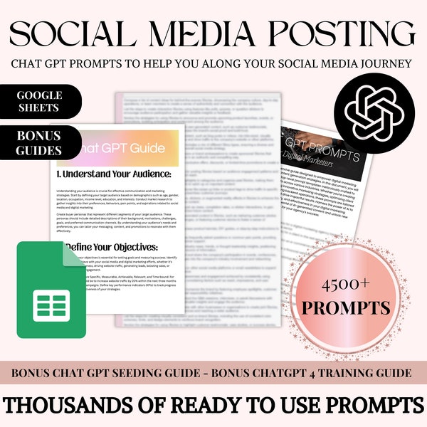 ChatGPT Prompts for Social Media Post | Google Sheets Prompt Generator for Social Media, DFY Digital Products, Digital Top Sellers 2024