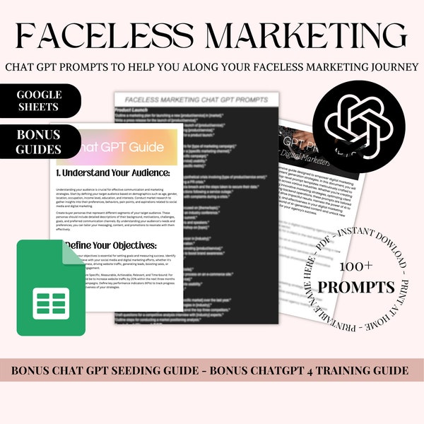 Faceless Digital Marketing ChatGPT Prompts for Digital Top Sellers | Faceless Instagram Prompt Generator | Beginner Digital Marketing Prompt