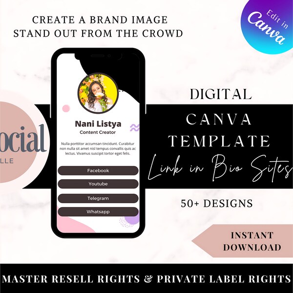 Editable Canva Link in Bio Templates | Customizable Social Media Bio Links Canva Website | Showit Templates | Increase Your Reach and Clicks