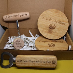 Coffret cadeau personnalisé - décapsuleur - bouchon - tire bouchon - personnalisable