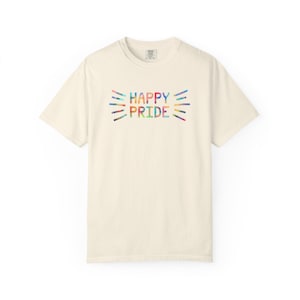 Happy Pride Rainbow Comfort Colors T-Shirt: LGBTQ Unisex Tee