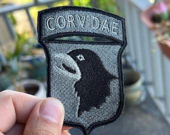 Handmade Cawing Crow Army Unit Patch - 101st Airborne Spoof Patch for Raven Lovers and Bird Watchers, Hikers Campers and Military Cosplay