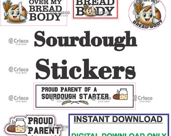 Bundle of Bread & Sourdough Stickers | Sublimation | Vector | Digital Download ONLY