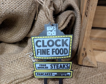 Clock Fine Food Ornament | Grand Rapids Retro Sign | Michigan Landmark Christmas Ornament