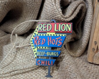 Red Lion Ornament | Grand Rapids Neon Sign Ornament | Retro GR Holiday Decoration
