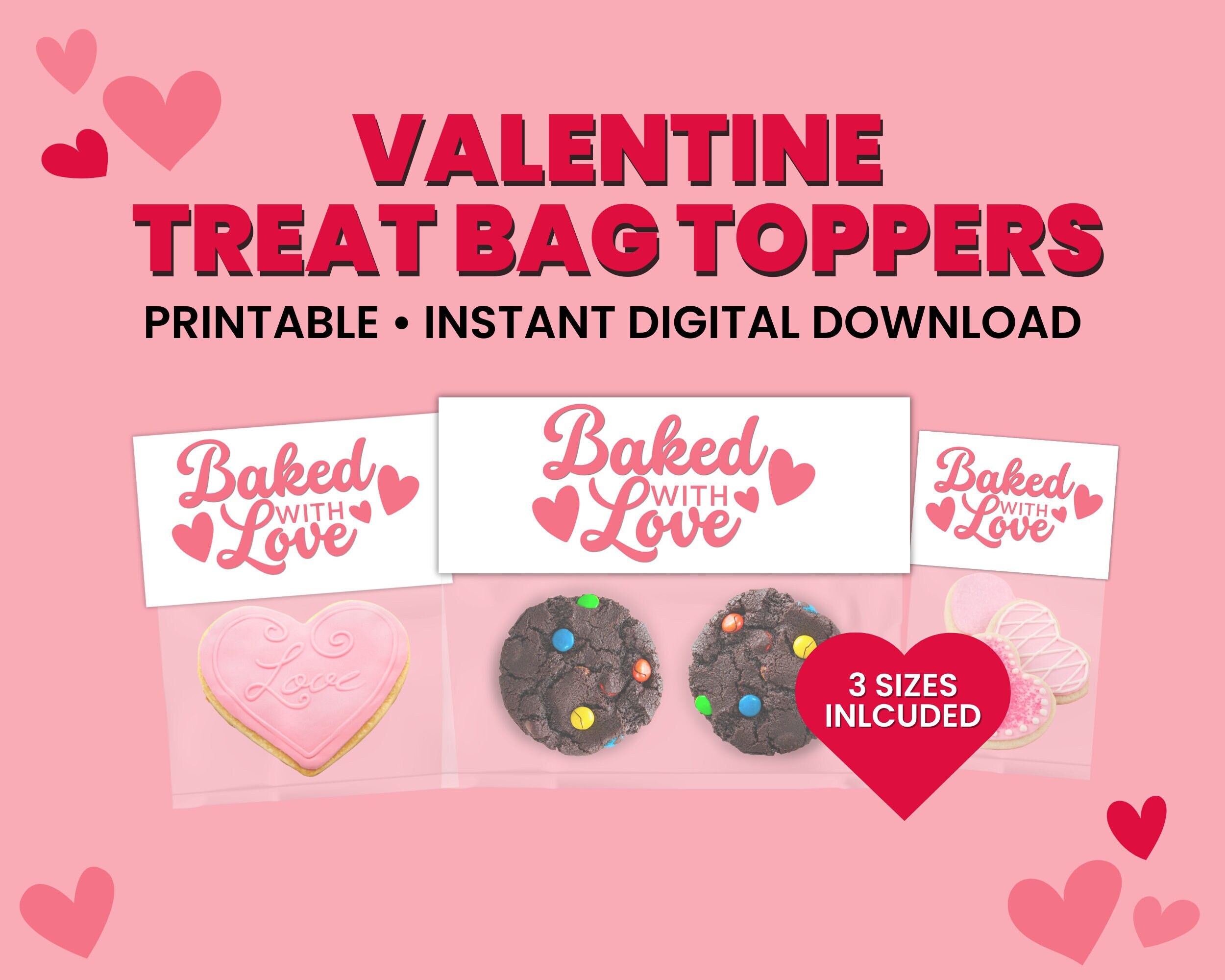 Valentine's Treat Bag Topper Printable Cookie Gift Topper Goody Bag ...