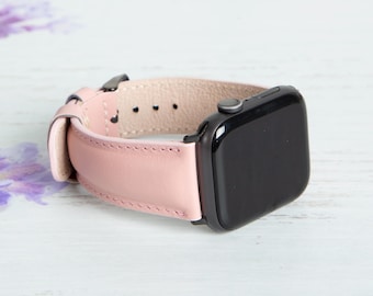 Pink Leather Apple Watch Band 40mm 41mm 42mm 49mm for Women | Pink Apple watch strap, Leather Band for Apple Watch 1-10, Ultra