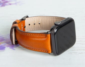 Custom Leather Watch Band, iWatch Band, Gift for Birthday, Men Watch Band, Gift For Him, Gift for Fathers Day, Personalized Apple Watch Band
