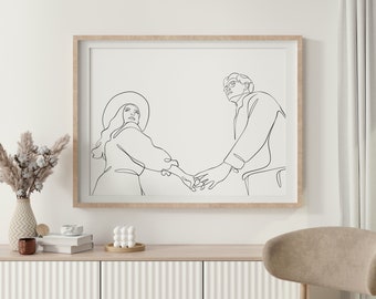 Custom Couple Drawing, Custom One Line Couple Drawing From Photo, Minimalist Line Art Drawing, Personalized Drawing, Art Commission