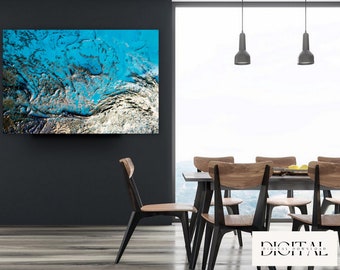 Turquoise Wall Art Abstract Painting Blue Art Contemporary Wall Art  Blue Decor Abstract Art Coastal Decor New House Gift Housewarming Gift
