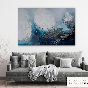 Blue Water Print - Coastal Wall Art - Ocean Art - Water Wall Art - Printable Ocean Water Print - Digital Ocean Print -Abstract Printable Art