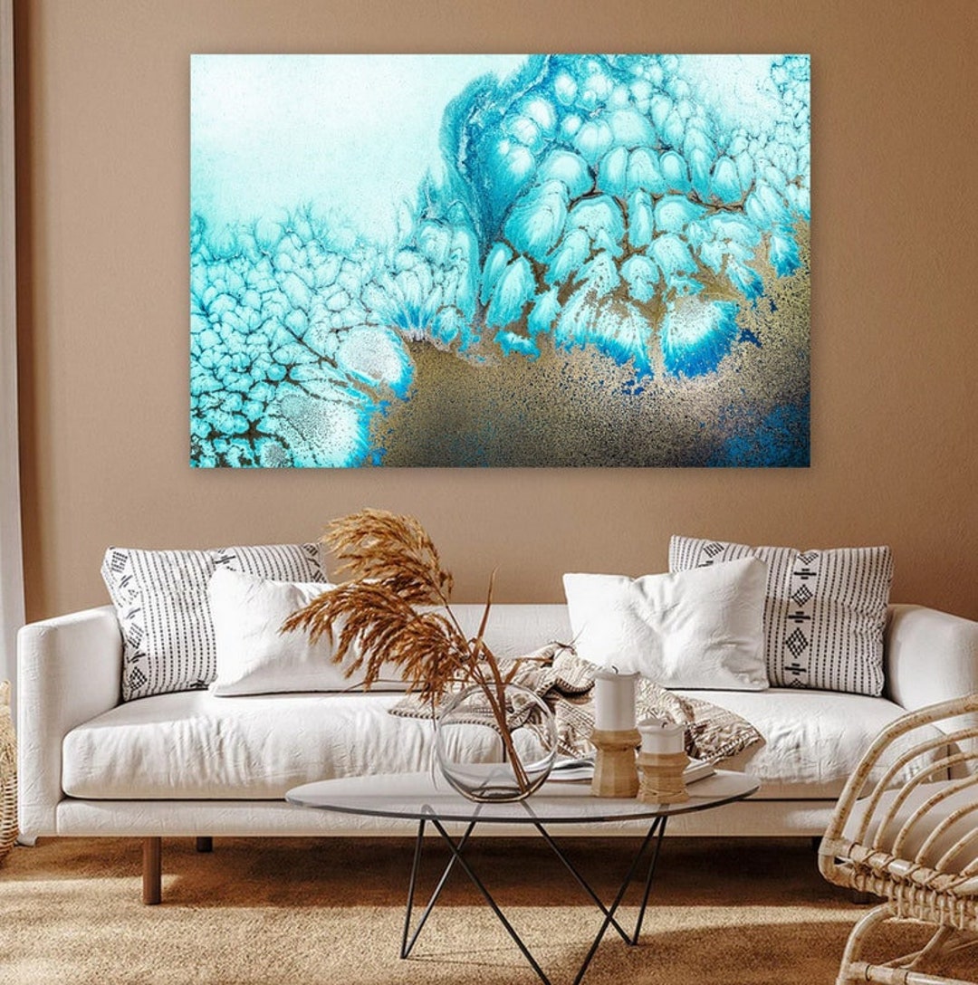 Large Turquoise Art, Coral Reef Canvas Print ~ Unique Nautical Giclee ...
