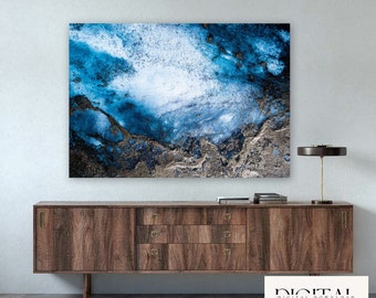 Glass Wall Art - Ocean Tempered Glass Art - Large Glass Wall Art - Panoramic Wall Art - Ocean Glass Art - Sea Wave Wall Hanging - Printable