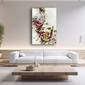 Bright Pink Accents Colorful Art Print, Coral Blush Pink Abstract Modern Wall Art, Airbnb Decor, Living Room Wall Art, Vertical Print