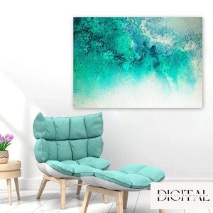 Turquoise Marble art - Abstract Wall Art Canvas - Large Wall Decor Print - Accent Wall Decoration - Modern Wall Art - Living Room Decor