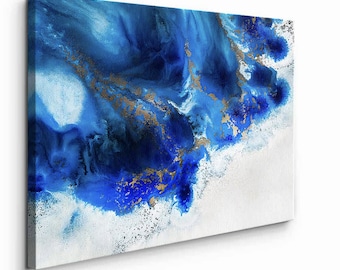 Canvas Print blue 120 x 80cm - Sea Water Canvas Print - Ocean Wall Art - Sea Canvas Print - Deep Blue Water Canvas Art - Living Room Artwork