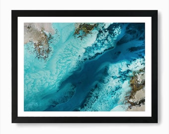 Digital Downloadable Ocean Art, Printable Original Painting, Teal Artwork, Aerial Ocean Art, Realistic Art, Instant Download, Teal Wall Art