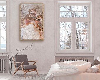 Earthy Tone Painting Print, Mantelpiece Art, Striking Abstract, 1 Panel Canvas, Entrance Wall Art, Apartment Large Art, Framed Oak Wall Art