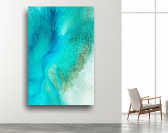 Large Coastal Prints, Turquoise Beach Art, Seychelles Beach Print, Maldives Art, Seaview Prints, Ocean Painting Print, Bright Happy Art