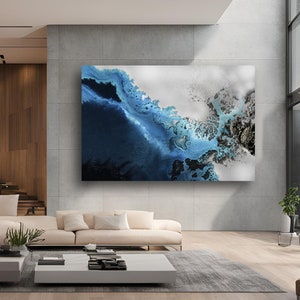 Extragroße Leinwand mit Ozean-Design, gerollte Leinwand, Lakehouse Wanddekor, trendige Küstenkunst, XL Leinwand